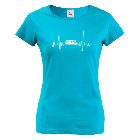 Dámské tričko pro cestovatele - srdeční tep a karavan BezvaTriko