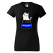 DOBRÝ TRIKO Dámské tričko s potiskem s kočkou ANTIDEPRESIVA Barva: Černá