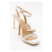 LuviShoes Osea Ecru Beige Satin Women's High Heel Shoes