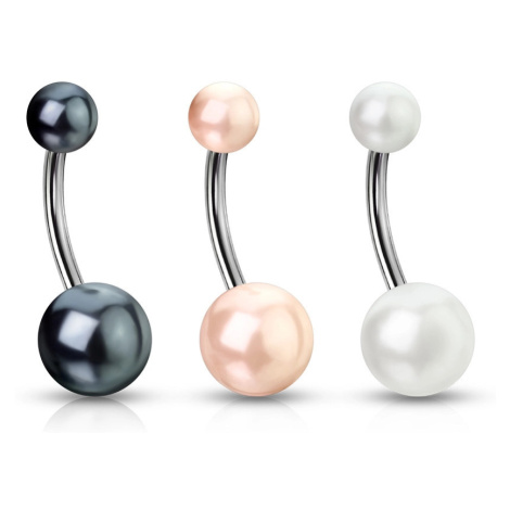 Piercing do pupíku s imitací perly - Barva piercing: Růžová Šperky eshop