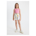 DEFACTO Girl's Cotton Patterned Shorts