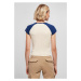 Urban Classics / Ladies Organic Stretch Short Retro Baseball Tee whitesand/spaceblue