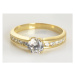 Zlatý prsten se zirkony PR0142F + DÁREK ZDARMA