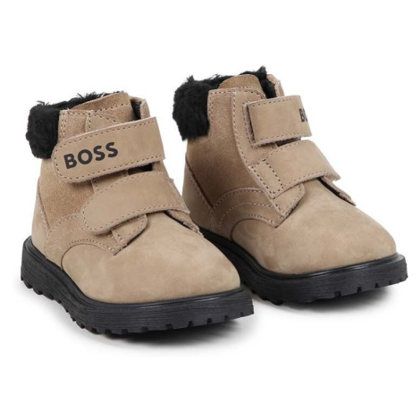 Kojenecké kožené zimní boty BOSS béžová barva, J51635 Hugo Boss