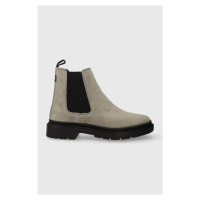 Semišové kotníkové boty Levi's TROOPER CHELSEA dámské, šedá barva, na plochém podpatku, 234714.5