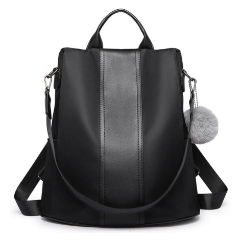 Konofactory Černý kožený batoh s přívěskem 2v1 „Famous“ 8L