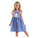 Denokids Navy Blue Star Cat Girl's Plaid Summer Strap Dress