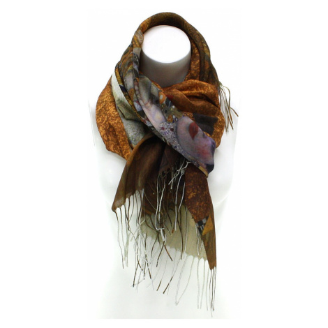 Hnědý barevný dámský šátek s motivem Klimt La Verne Jordan (PL)