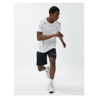 Koton Sports Shorts with Slogan Printed Tie Waist, Pocket.