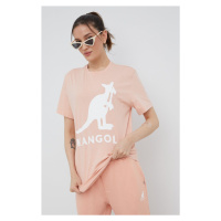 Bavlněné tričko Kangol růžová barva, KLEU005.D-116