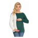 Be MaaMaa Těhotenský svetr, pletený vzor - zelená/bílá, vel.