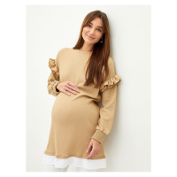 LC Waikiki Crew Neck Straight Long Sleeve Maternity Tunic