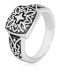 Stříbrný prsten 925 - ozdobný čtverec a vyřezávaná ramena s patinou