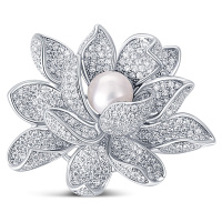 JwL Luxury Pearls Překrásná brož s perlou 2v1 Lotosový květ JL0697