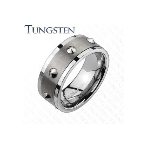 Wolframový prsten - broušený střední pás, kužely Šperky eshop