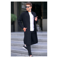Madmext Black Stand Collar Long Knitwear Cardigan with Pockets 6816