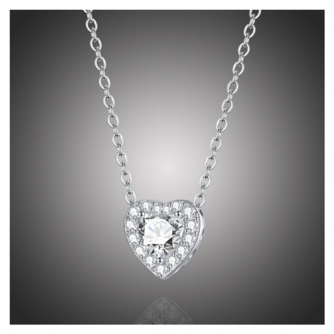 GRACE Silver Jewellery Stříbrný náhrdelník se zirkony Cristiana - stříbro 925/1000, srdce NH-SCN