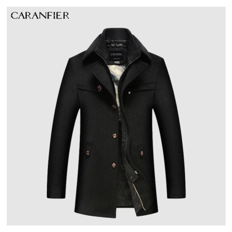 Elegantní pánský kabát s límečkem vlněný CARANFLER