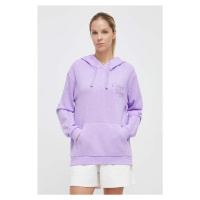 Bavlněná mikina Colourwear dámská, fialová barva, s kapucí, hladká