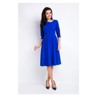 Modré dámské šaty s asymetrickým výstřihem