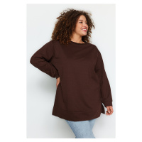 Trendyol Curve Brown Slit Detailed Thin Knitted Sweatshirt