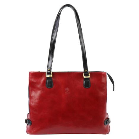 Kožená kabelka přes rameno Florence 14 červená/černá FLORENCE BAGS