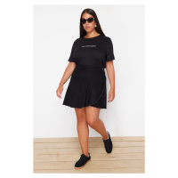 Trendyol Curve Black Flywheel Detailed Mini Denim Shorts Skirt