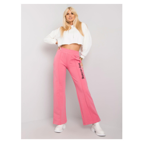 Pink simple sweatpants with an inscription Fashionhunters