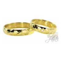 Zlaté snubní prsteny ryté 0047 + DÁREK ZDARMA