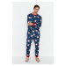 Trendyol Navy Blue Men's Regular Fit Knitted Pajamas Set Family Combo