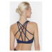 Trendyol Navy Blue Supported/Styling Back Cross Rope Strap Knitted Sports Bra