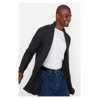 Trendyol černý pánský svetr s pravidelným střihem a šálovým límcem