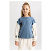 DEFACTO Girl Relax Fit Crew Neck Printed Thick Sweatshirt