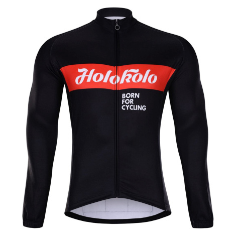 HOLOKOLO Cyklistický dres s dlouhým rukávem zimní - OBSIDIAN WINTER - černá/červená