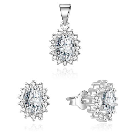 Beneto Stříbrná souprava šperků se zirkony AGSET159 (přívěsek, náušnice)