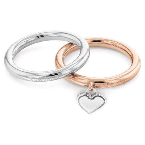 Calvin Klein Romantická bicolor souprava ocelových prstenů Captivate 35000327 54 mm