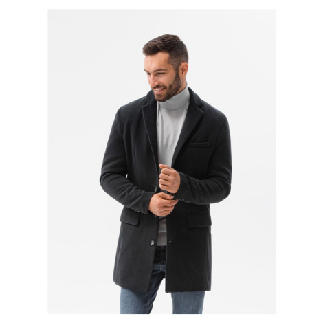 Ombre Clothing Elegantní černý pánský kabát C432