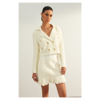 Trendyol Limited Edition Ecru Soft Textured Knitwear Cardigan in the form of a jacket