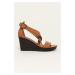Kožené sandály Wojas dámské, hnědá barva, na klínku