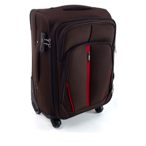 Rogal Hnědý textilní cestovní kufr do letadla "Practical" - M (35l)