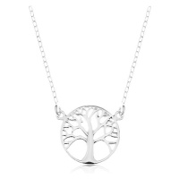 Stříbrný 925 náhrdelník, řetízek a přívěsek - lesklý strom života v kruhu