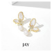 JAY Náušnice s perlou a zirkony Daria - motýl JAY-0020-20230509E Zlatá Bílá
