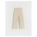 Reserved - Bavlněné kalhoty s knoflíky - Krémová