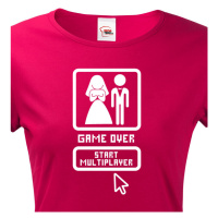 Dámské  tričko na rozlučku Game over, start multiplayer