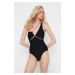 Trendyol X Moeva Black Chain Detailed One-Shoulder Swimsuit