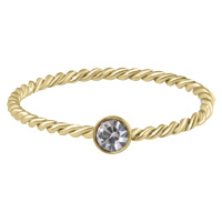 Troli Pozlacený kroucený prsten z oceli s čirým zirkonem Gold