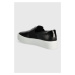 Kožené tenisky Calvin Klein FLATFORM CUP SLIP ON RE LOCK LTH dámské, černá barva, HW0HW02057