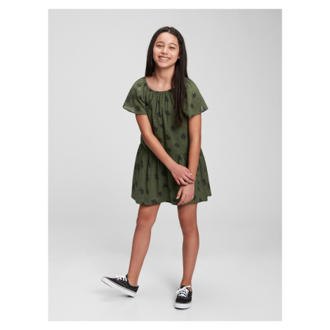 Zelené holčičí šaty šaty tiered gauze dress GAP