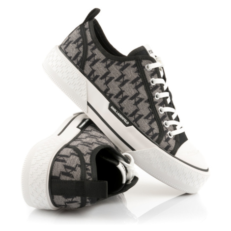 Tenisky karl lagerfeld kampus max monogram lo lace black jacq textile w/grey