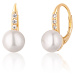 JwL Luxury Pearls Žlutě zlacené náušnice s perlami a zirkony JL0769